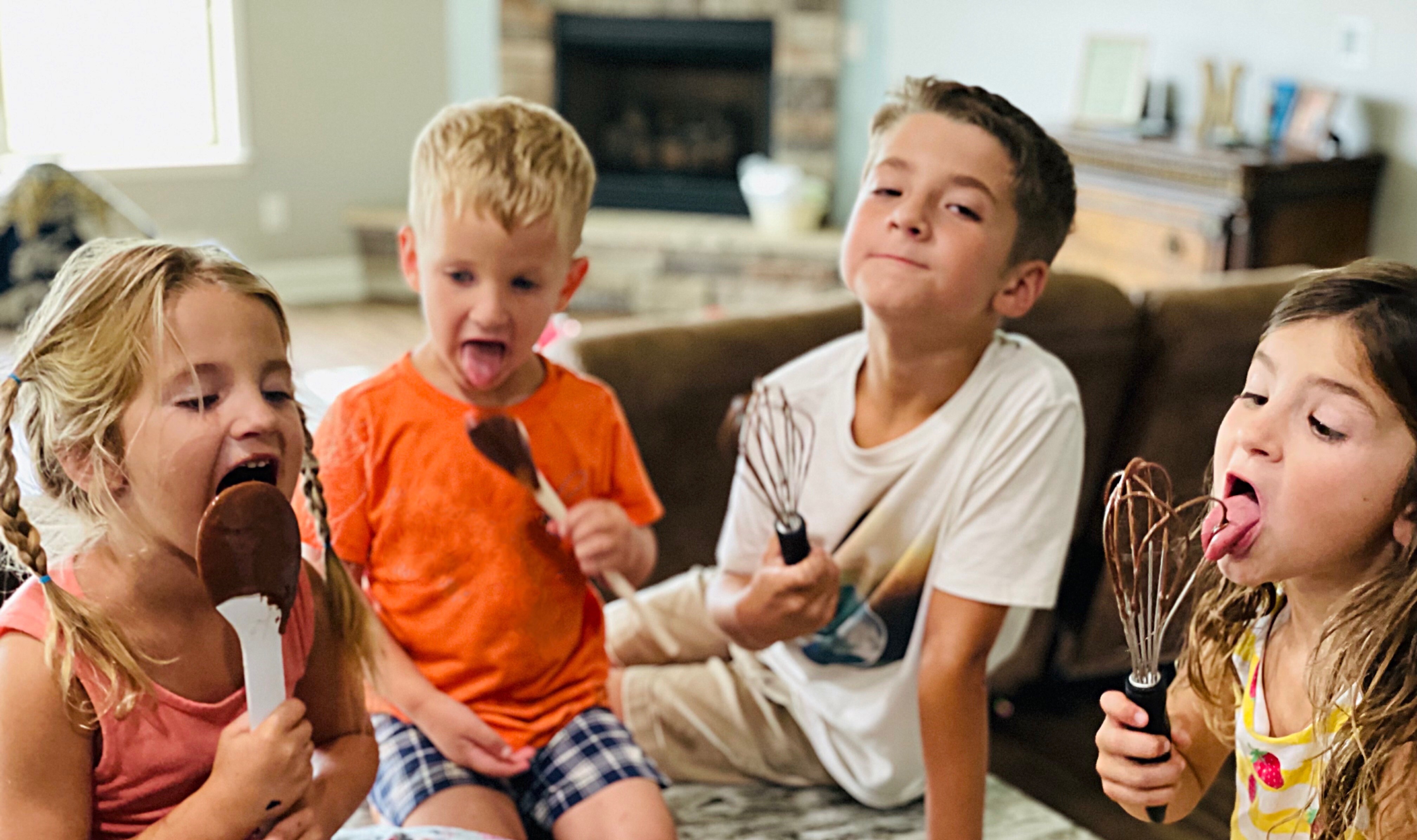 kids eating chocolate together