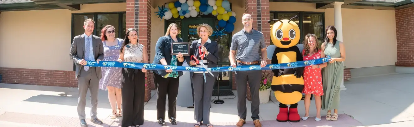 (Left to Right): Johnathan Meagher (President, Sugar Grove’s Economic Development), Genna Mickey (Library Director, Sugar Grove Public Library and Chamber Board Member), Dawn Bonilla (BBNA Area Director), Jackie Link (President of Sugar Grove Chamber of Commerce), Mary Ann Curran (BBNA CEO), Nick Knudtson (Board Member, Chamber of Commerce), Jen Long (Executive Director, Conley Outreach), and&nbsp;Angelica Vasquez ( BrightPath Center Director)